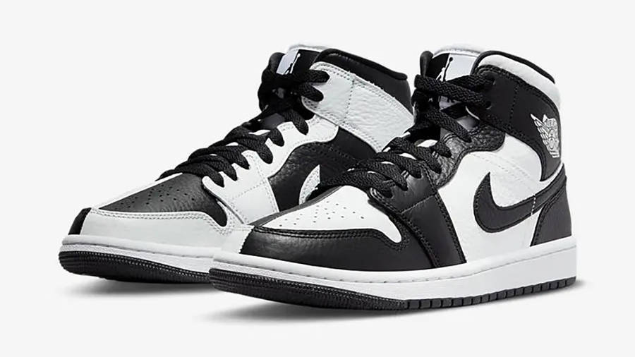 black and white jordans mid