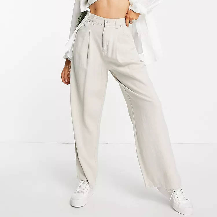 ASOS DESIGN Wide Leg Linen Trouser