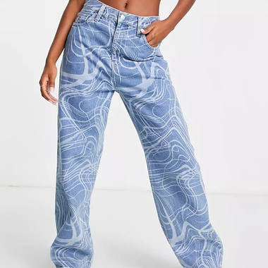 Calvin Klein CK1 Swirl Print High Rise Relaxed Jeans Calvin Klein CK1 Swirl Print High Rise Relaxed Jeans