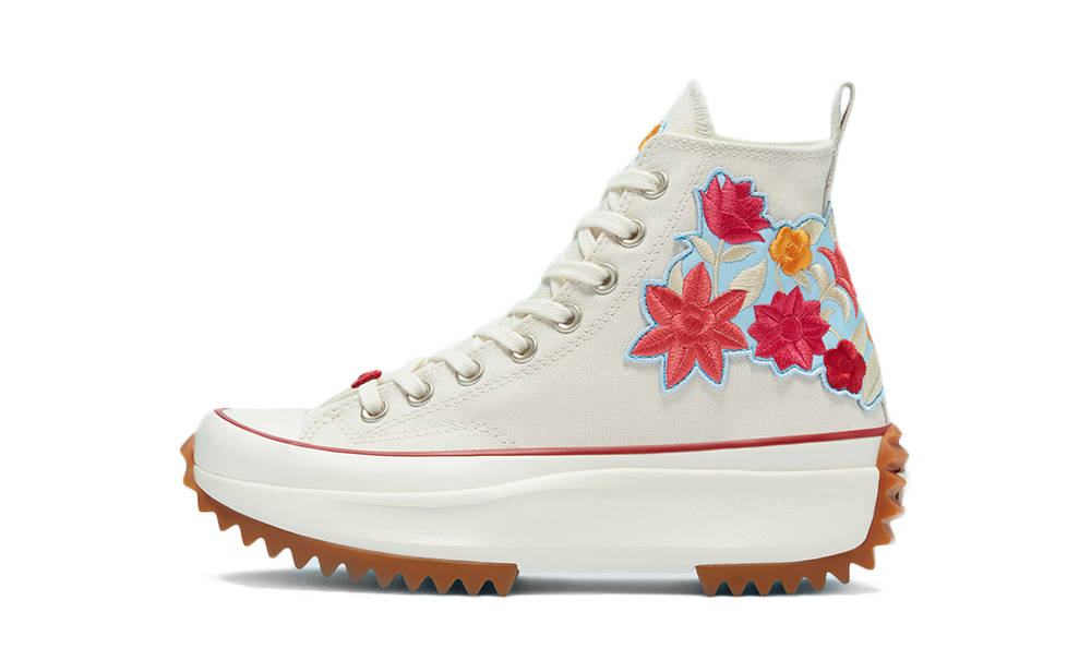 Converse Run Star Hike Embroidered Flowers High White