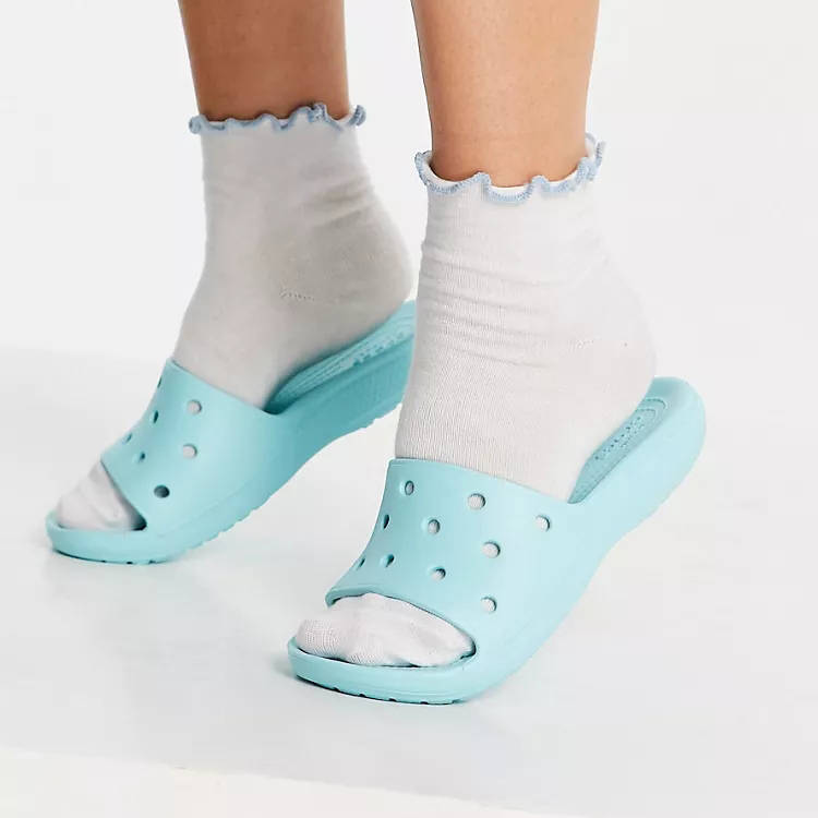 Crocs Classic Slide Flat Sandals Ice Blue