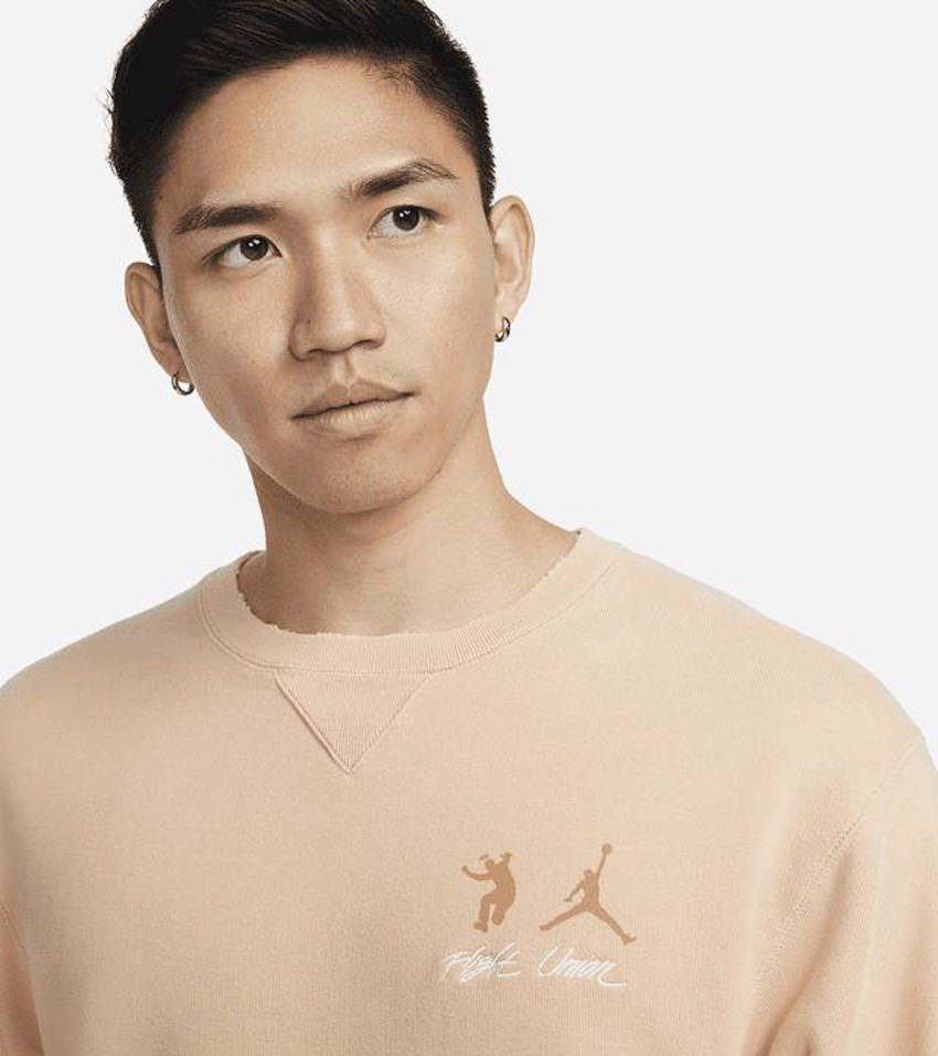 Jordan x UNION Fleece Crew Peach front