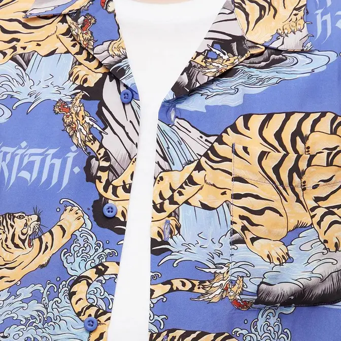 Maharishi Water Tiger Vacation Shirt Blue closeup