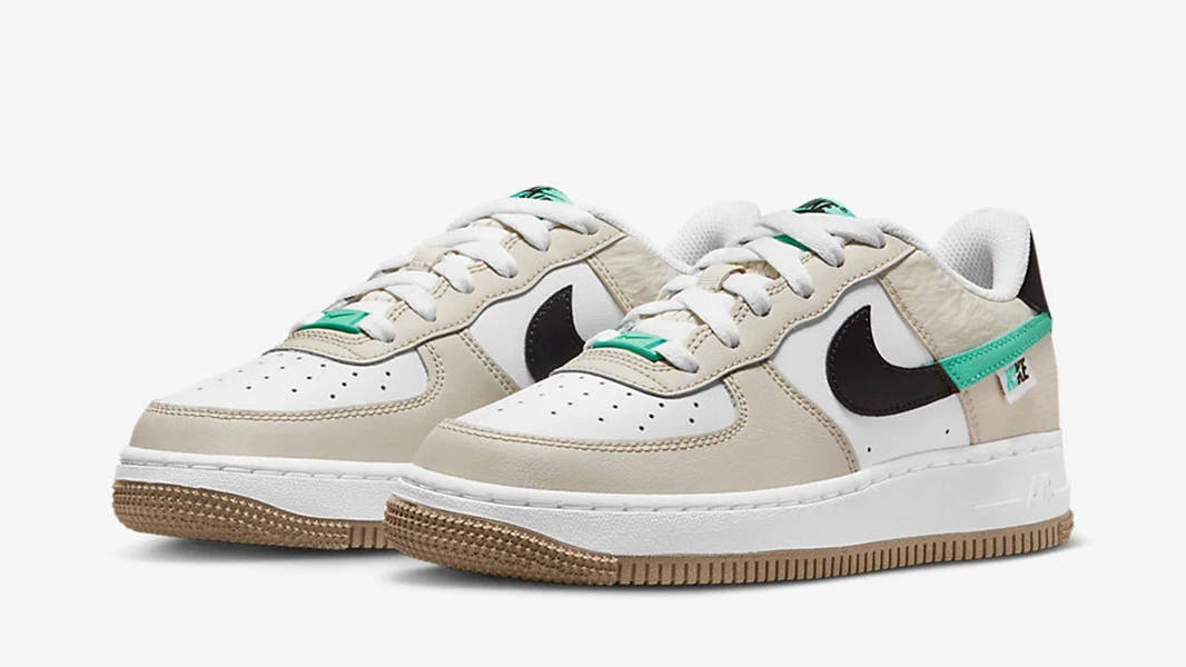 Nike Air Force 1 GS Spliced Swoosh Tan Green
