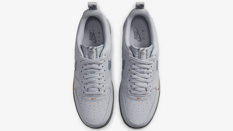 Air Force 1 LV8 Wolf Grey Orange Cut Out On Foot Sneaker Review  QuickSchopes 346 Schopes DR0155 001 