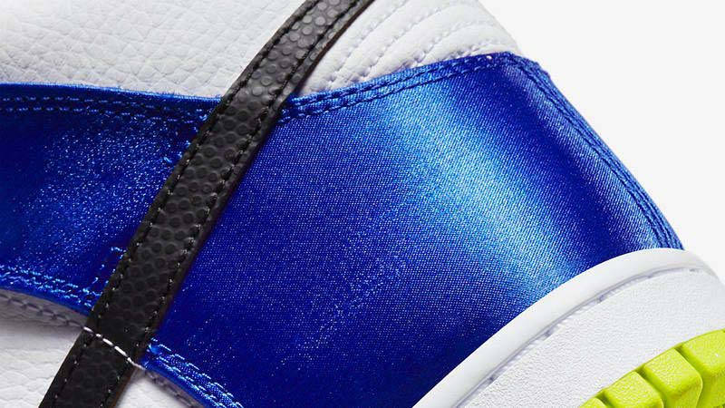 Nike Dunk High Blue Satin Closeup