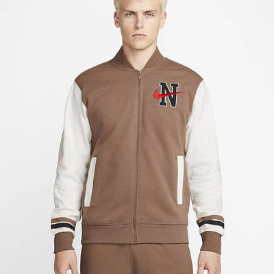Nike Sportswear Retro Fleece Varsity Jacket Brown