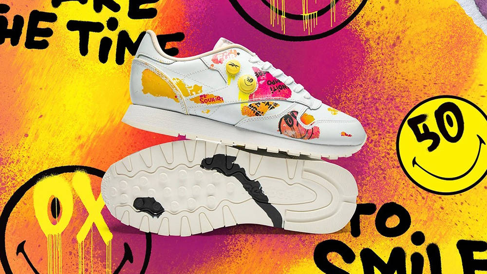 Image via Reebok SMILEY-Reebok-Classic-Leather-Pump 50th Anniversary