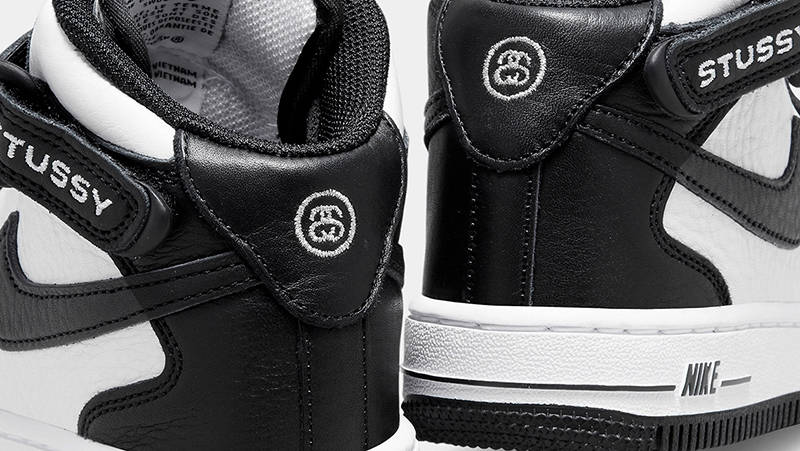 Stussy x Nike Air Force 1 Mid Toddler Black White DN4160-002 Detail 3
