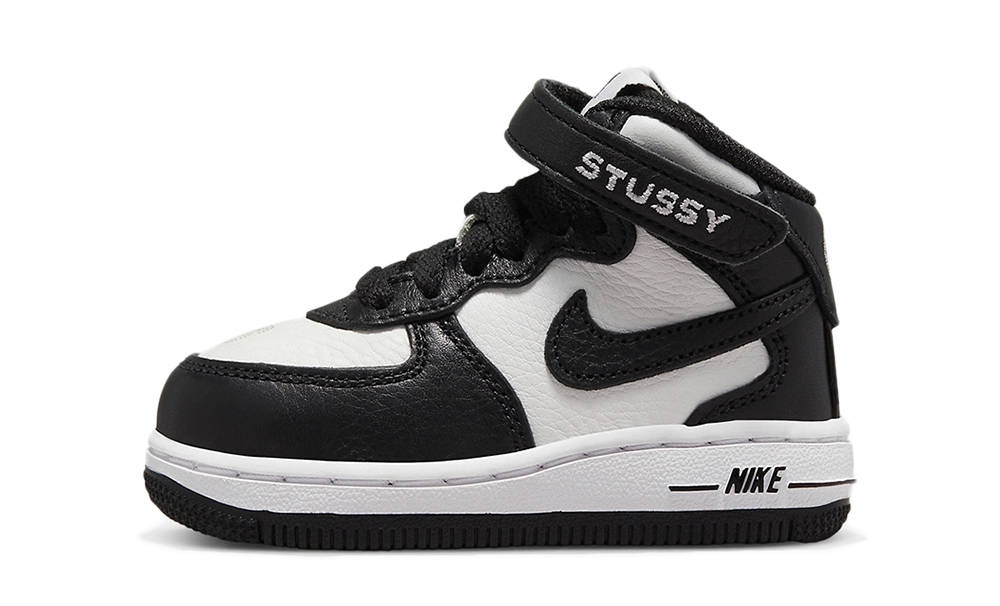 Stussy x Nike Air Force 1 Mid Toddler Black White