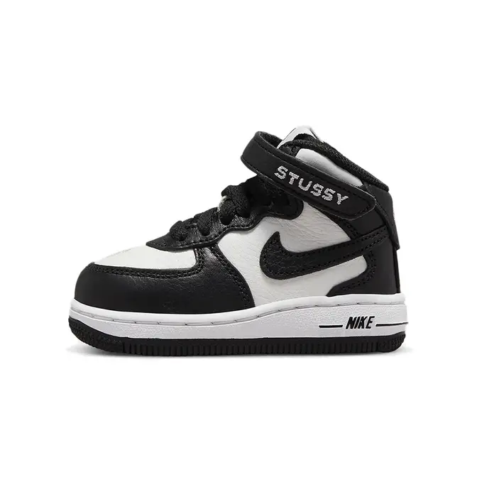 Stussy x Nike Air Force 1 Mid Toddler Black White | Where To Buy