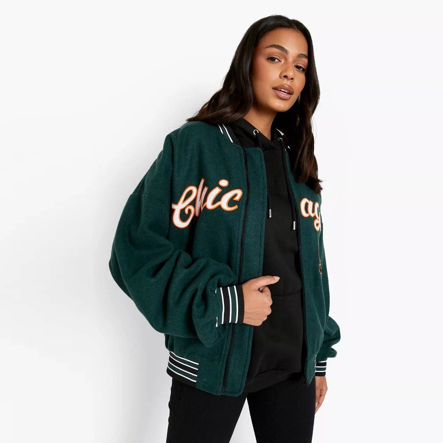 Boohoo Chicago Varsity Bomber Jacket
