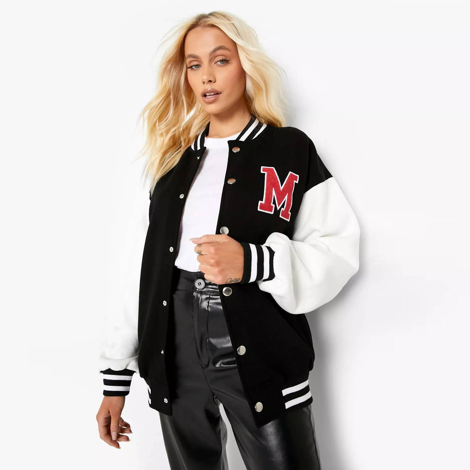 Boohoo M Colourblock Varsity Bomber Jacket