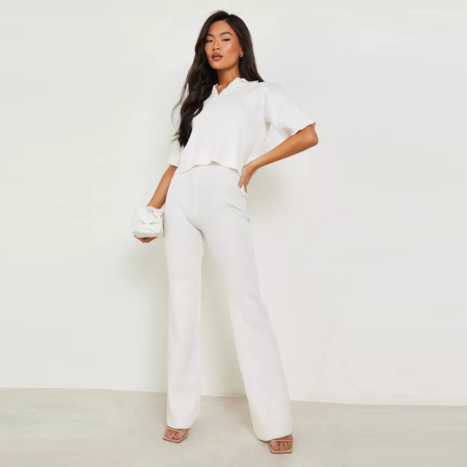 Boohoo Premium Knitted Polo Shirt and Trouser Set