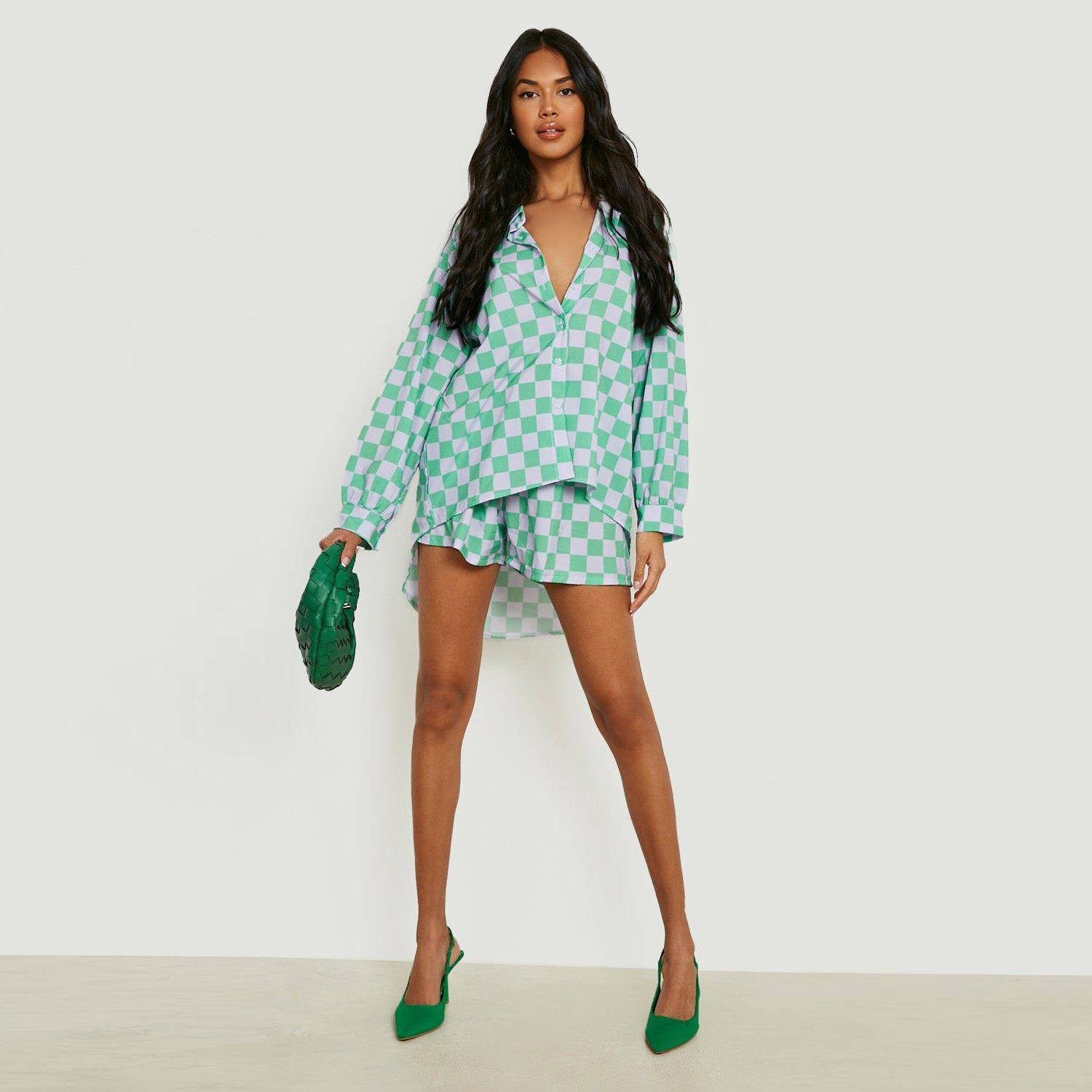 Boohoo Relaxed Fit Gingham Shirt and Shorts Set