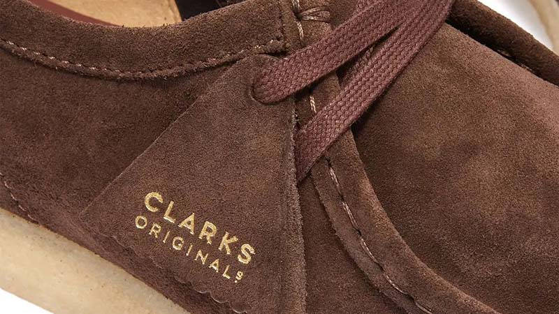 Clarks Originals Wallabee Dark Brown Suede Closeup