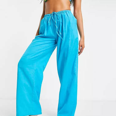 COLLUSION Linen Low Rise Beach Trousers