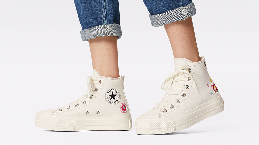 Converse Chuck Taylor Platform Floral Embroidery High Egret