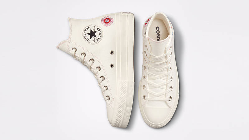 Converse Chuck Taylor Platform Floral Embroidery High Egret