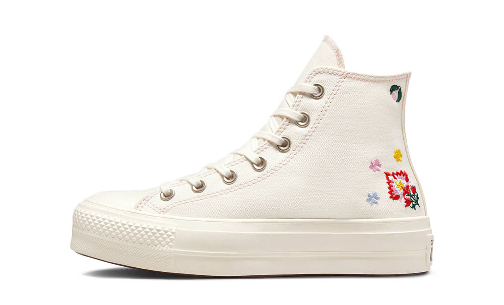 Converse Chuck Taylor Platform Floral Embroidery High Egret