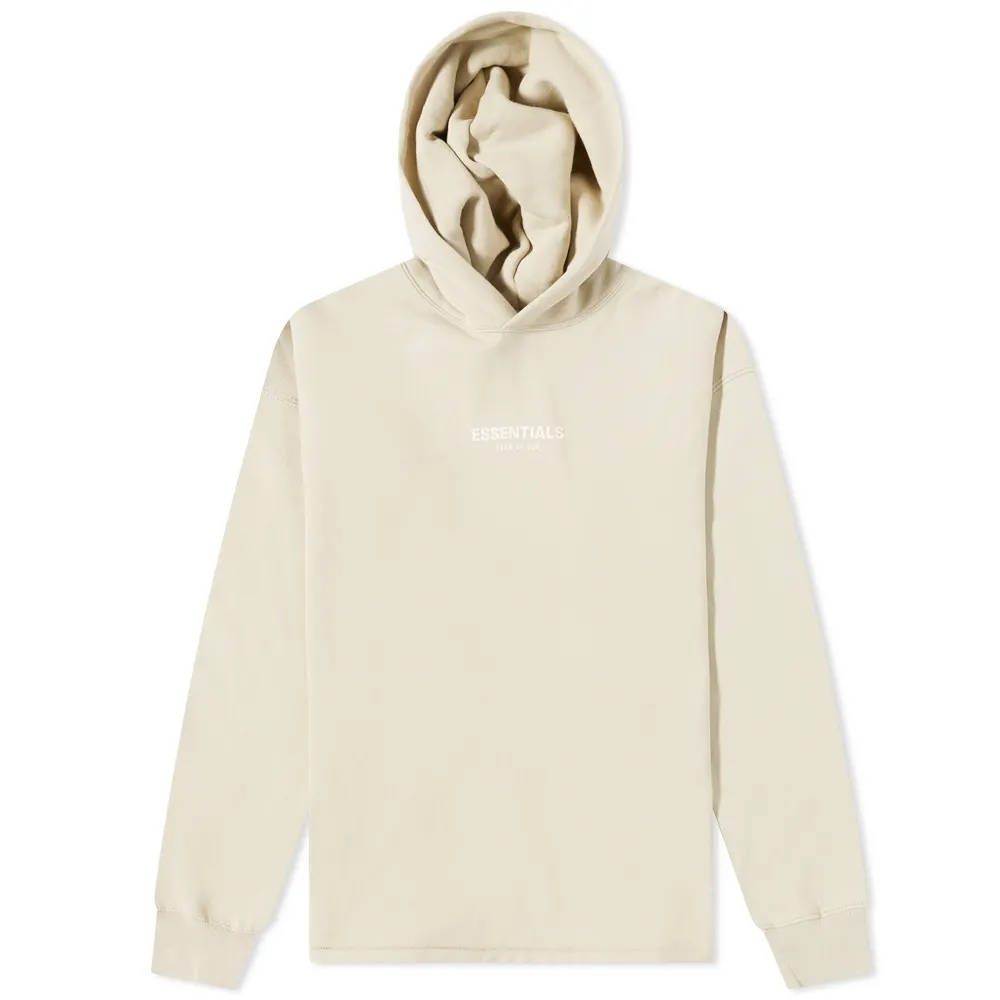 Fear of God ESSENTIALS Logo Relaxed Hoodie - Wheat | The Sole Supplier