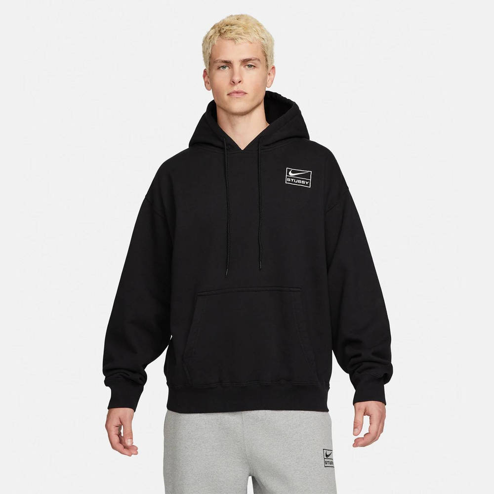Nike x Stussy Washed Popover Hoodie - Black | The Sole Supplier