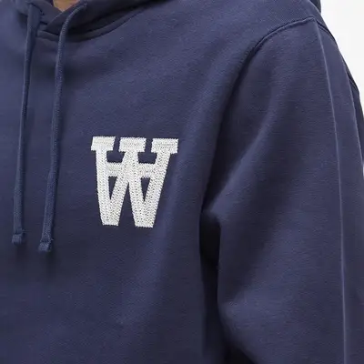 Logo Half Zip Sweatshirt Popover Hoodie Navy Detail