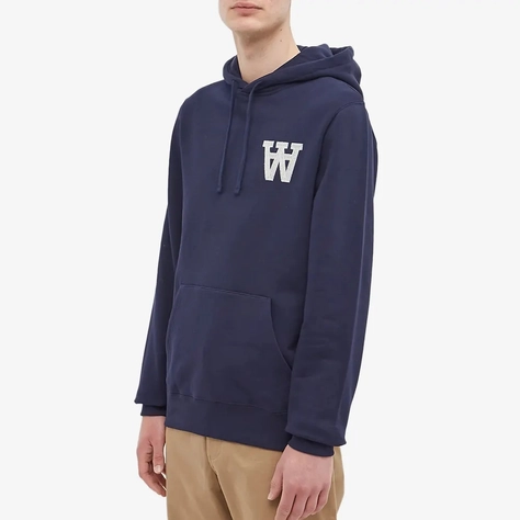 Wood Wood Ian Double A Popover Hoodie Navy