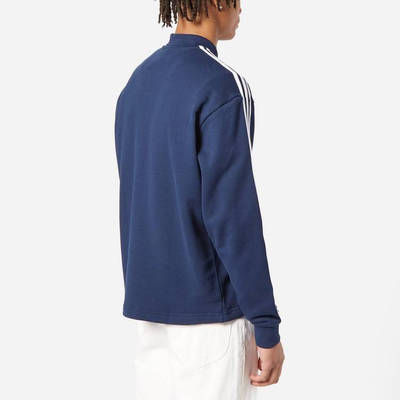 adidas 3 Stripes Long Sleeve Polo Shirt Blue back