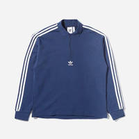 adidas 3 Stripes Long Sleeve Polo Shirt Blue