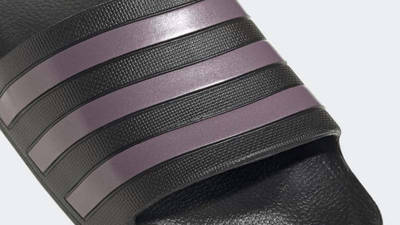 adidas Adilette Aqua Slides Black Purple Closeup