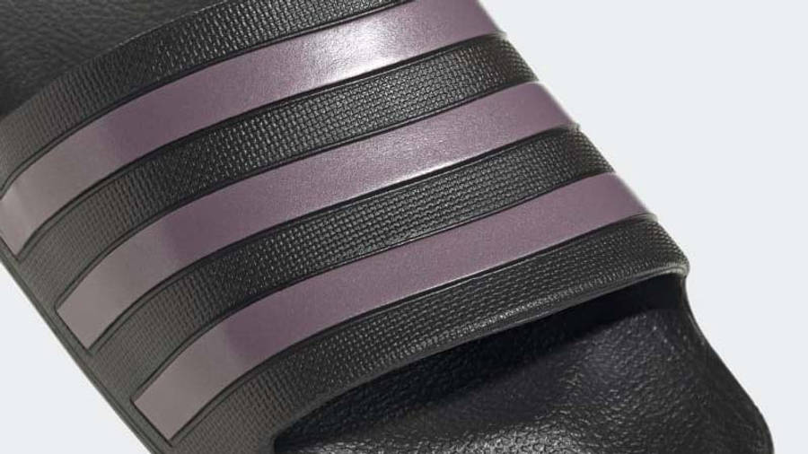 adidas Adilette Aqua Slides Black Purple Closeup