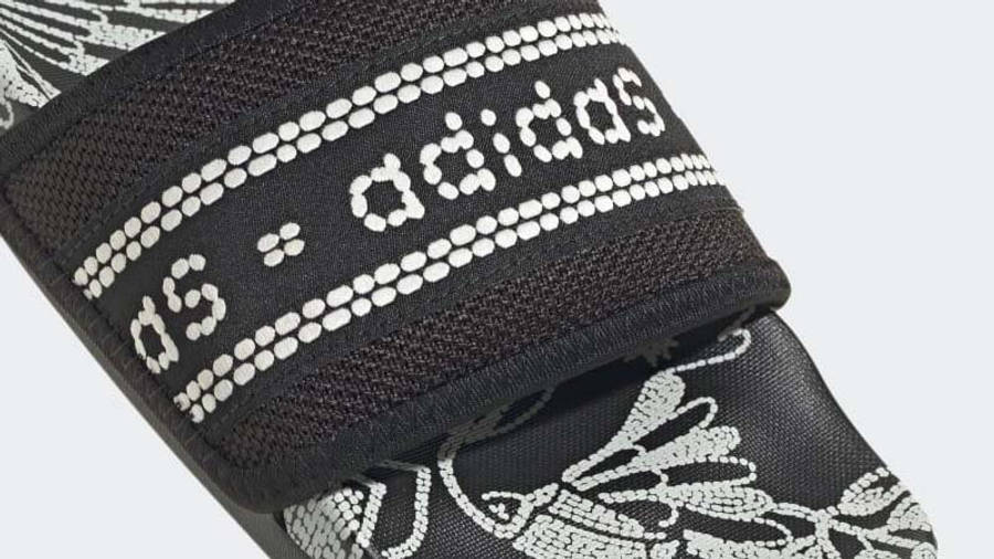 adidas Adilette Comfort Black Off White Closeup