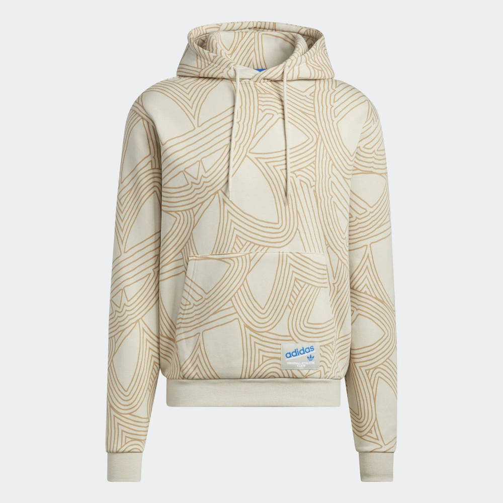 adidas Athletic Club Allover Print Hoodie - Aluminum | The Sole Supplier