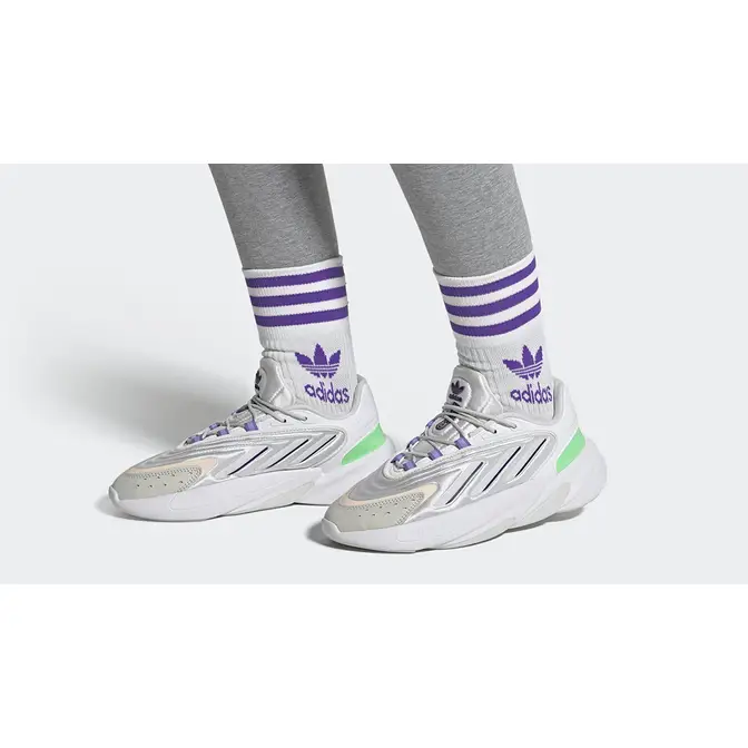 adidas Ozelia White Purple Green GW3065 on feet