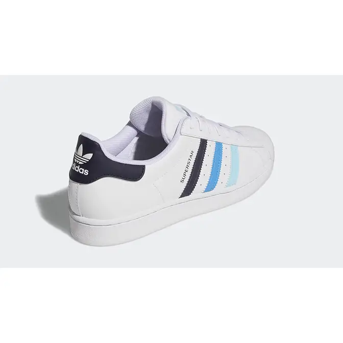 Mens adidas superstar clearance shoes white and blue