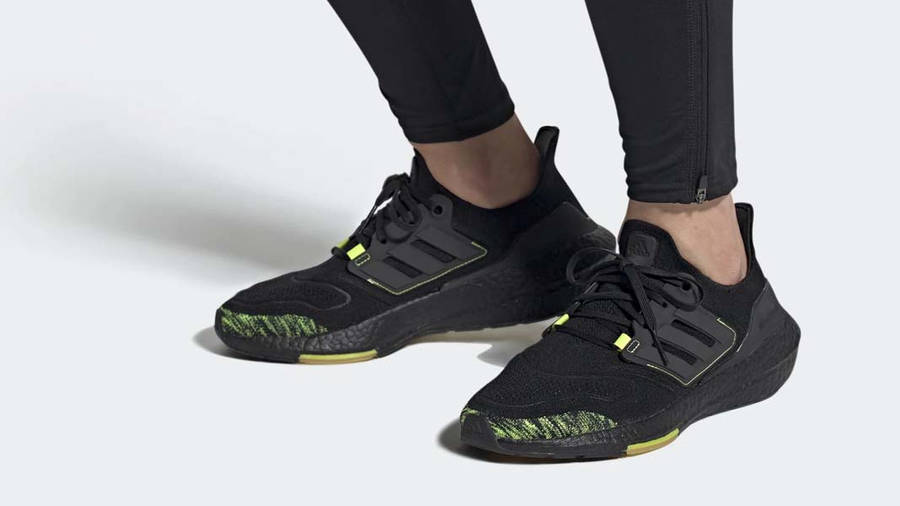 adidas Ultra Boost 22 Black Green On Foot
