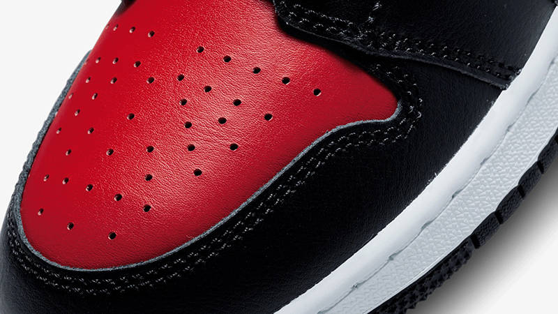 Air Jordan 1 Mid GS Bred Toe White 554725-079 Detail