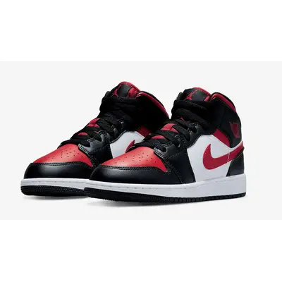 Air Jordan 1 Mid GS Bred Toe White | Where To Buy | 554725-079 | The ...