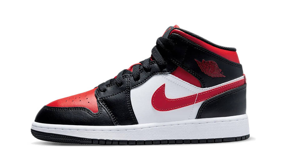 Air Jordan 1 Mid GS Bred Toe White | Where To Buy | 554725-079 | The ...