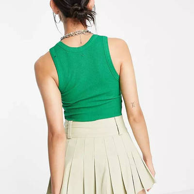 COLLUSION Waffle Vest Top Green back