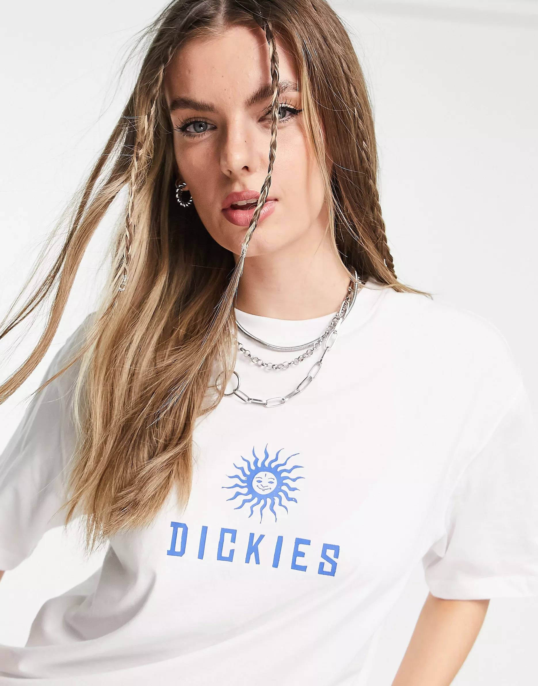 Dickies Central Logo T-Shirt White Blue front