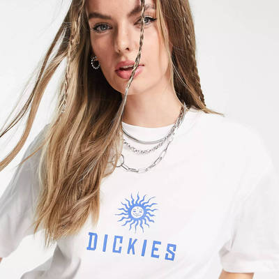 Dickies Central Logo T-Shirt White Blue front