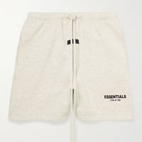 Fear of God ESSENTIALS Logo-Flocked Cotton-Blend Jersey Drawstring Shorts Light Grey