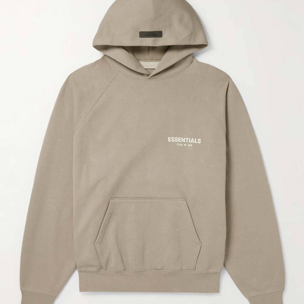 Fear of God ESSENTIALS Logo-Flocked Cotton-Blend Jersey Hoodie - Desert ...