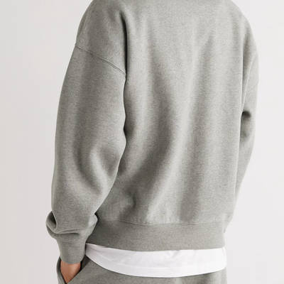 Fear of God ESSENTIALS Logo-Flocked Cotton-Blend Jersey Mock Neck Sweatshirt Grey back