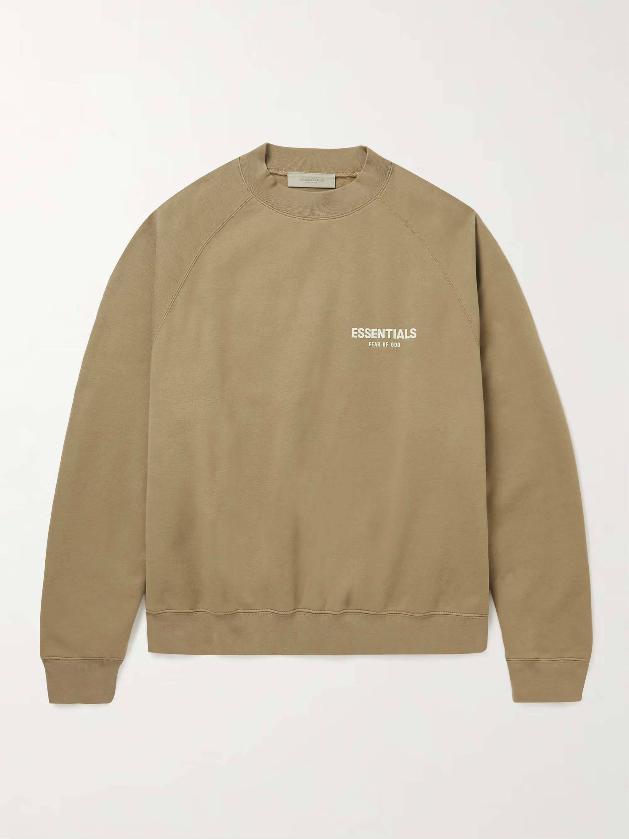 fear of god essentials logo print cotton blend jersey sweatshirt