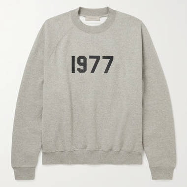 Fear of God ESSENTIALS 1977 Logo-Flocked Cotton-Blend Jersey Sweatshirt