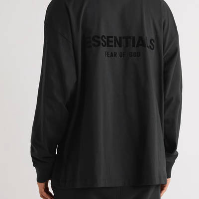 Fear of God ESSENTIALS Logo-Flocked Cotton-Blend Jersey T-Shirt Black back