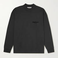 Fear of God ESSENTIALS Logo-Flocked Cotton-Blend Jersey T-Shirt Black